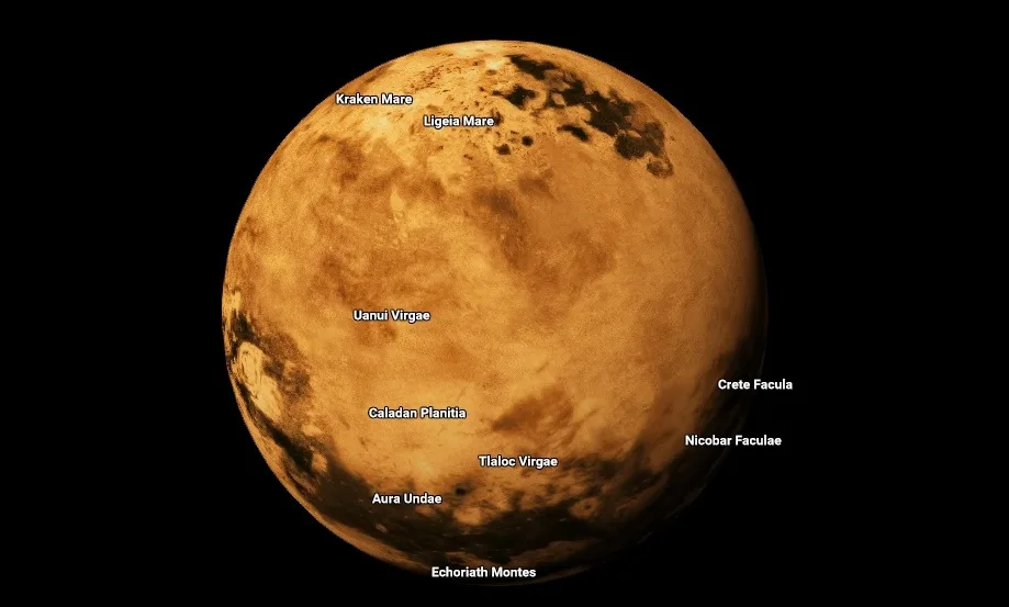 Der Saturn-Mond Titan. Screenshot: Google Maps Space